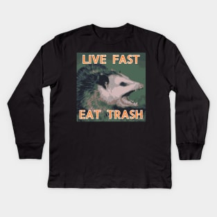 Possum: Live Fast, Eat Trash Kids Long Sleeve T-Shirt